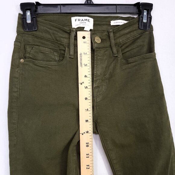 Frame Le Skinny De Jeanne Size 24 Skinny Jeans Green Mid Rise - Picture 11 of 13